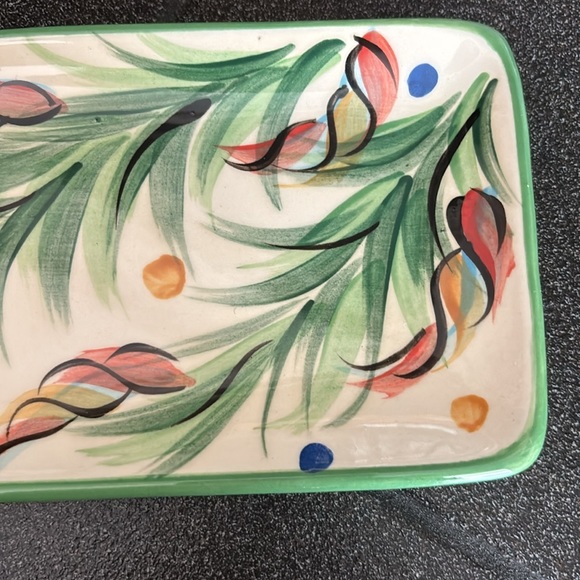 Vintage Gail Pittman Pottery Small Tray/Dish Yuletide Pattern - Picture 3 of 9